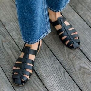 Jenni Kayne Leather Lake Sandal Black size 37